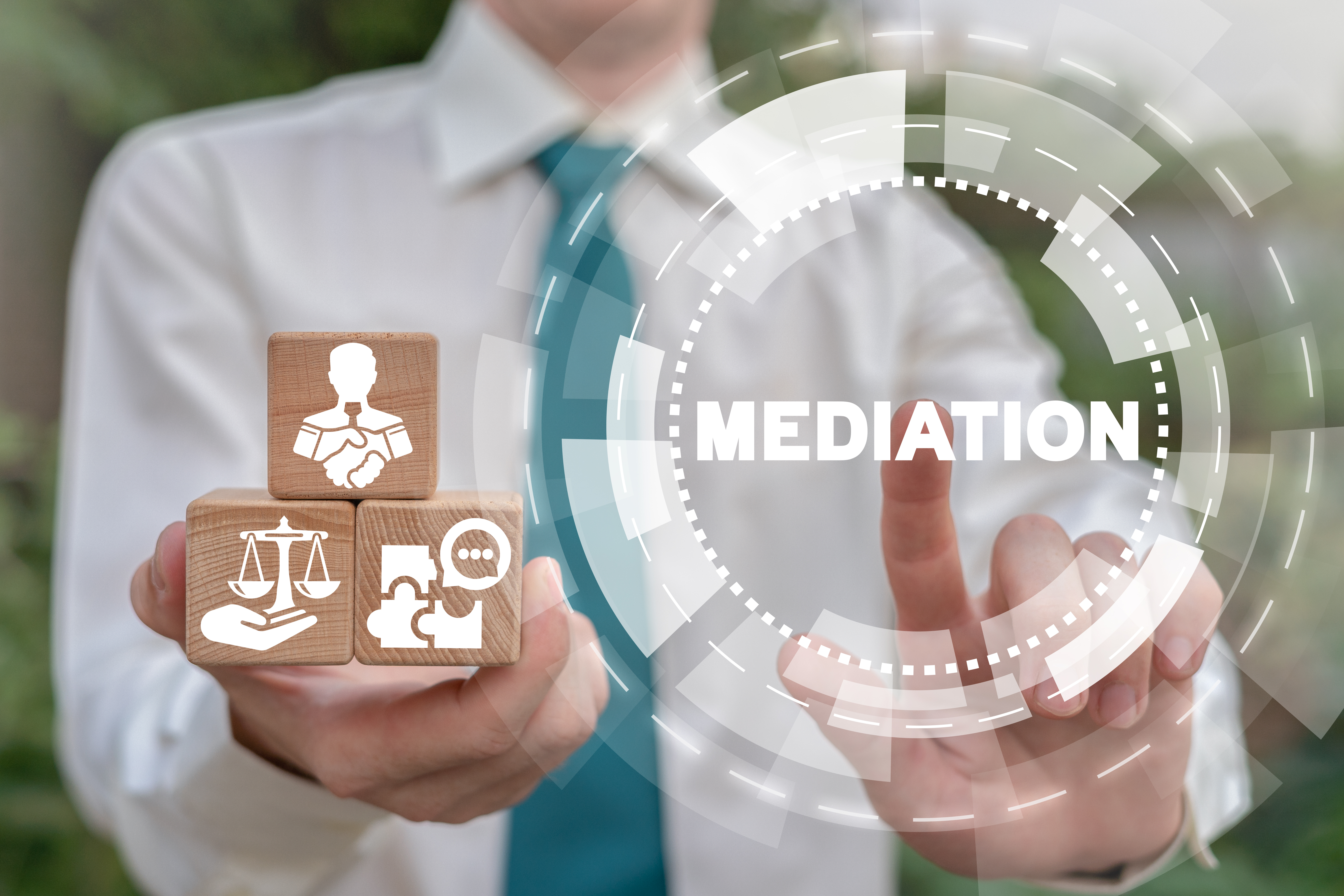 Business,Deal,Concept,Of,Mediation.,Mediator,Hold,Wooden,Cubes,With Business,Deal,Concept,Of,Mediation.,Mediator,Hold,Wooden,Cubes,With